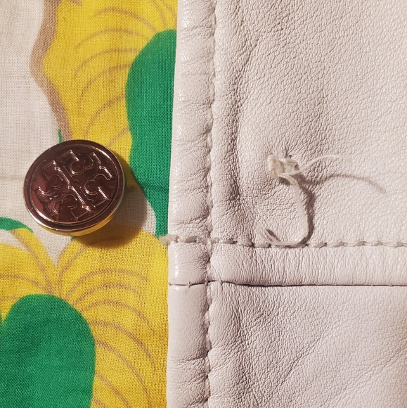 Tory Burch Leather Women's White Military Style Jacket Coat 14 Fits 10 12 - Picture 14 of 14